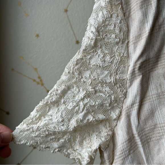 Vintage K.C. Spencer Cream/Beige Midi Dress w/Lace Short Sleeves - Picture 6 of 10